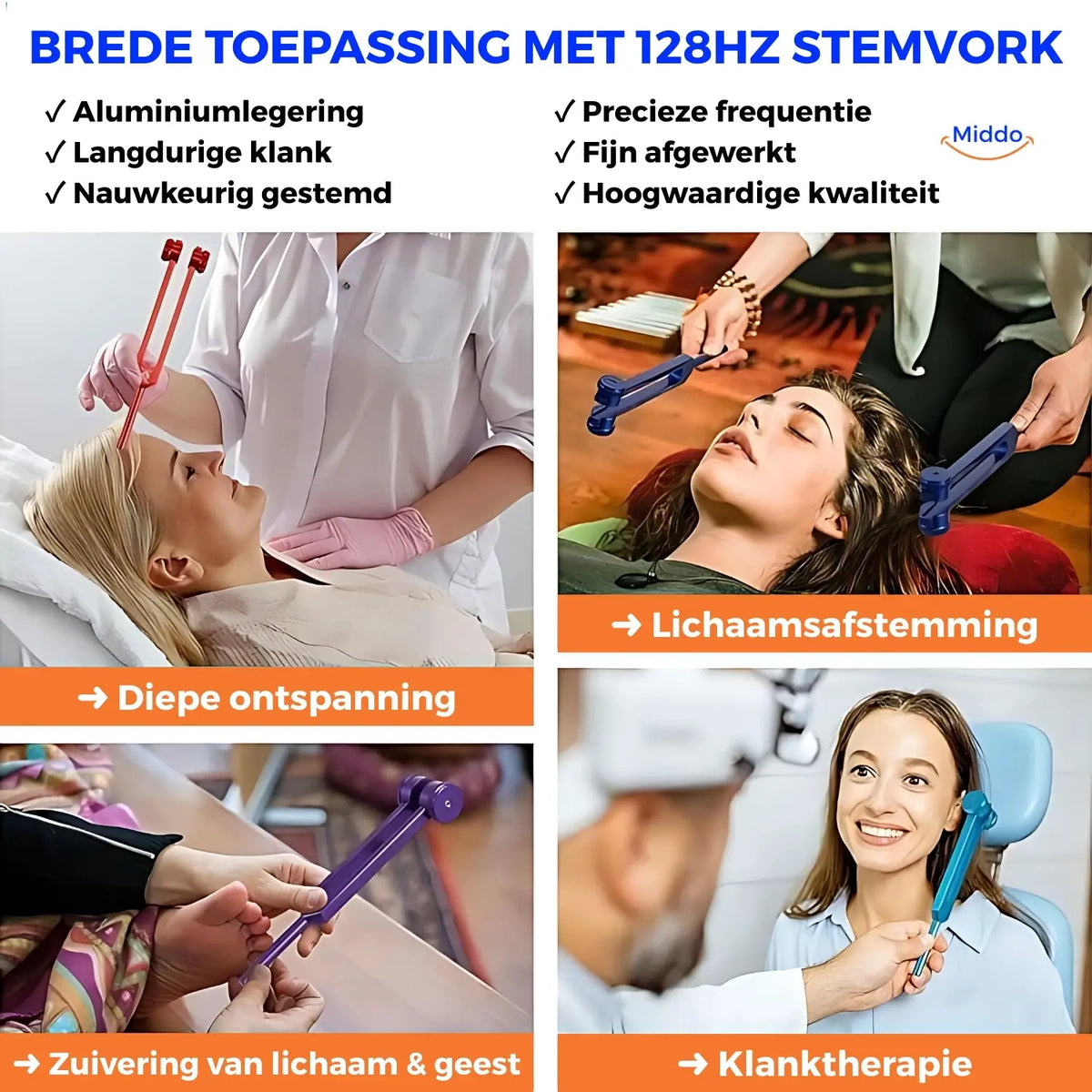 Stemvork 128 Hz voor Ontspanning Vibratietherapie Geluidsheling Meditatie Yoga Stressverlichting Wellness | Sulvida