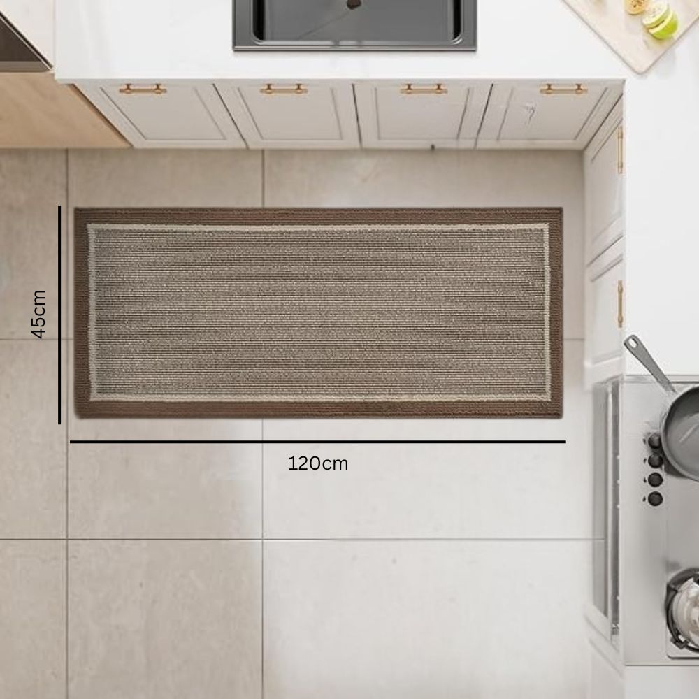 Antislip Keukenmat Polypropyleen Gestreept Design Donkergrijs Bruin Beige 50x80 45x120 Wasbaar Duurzaam | Sulvida
