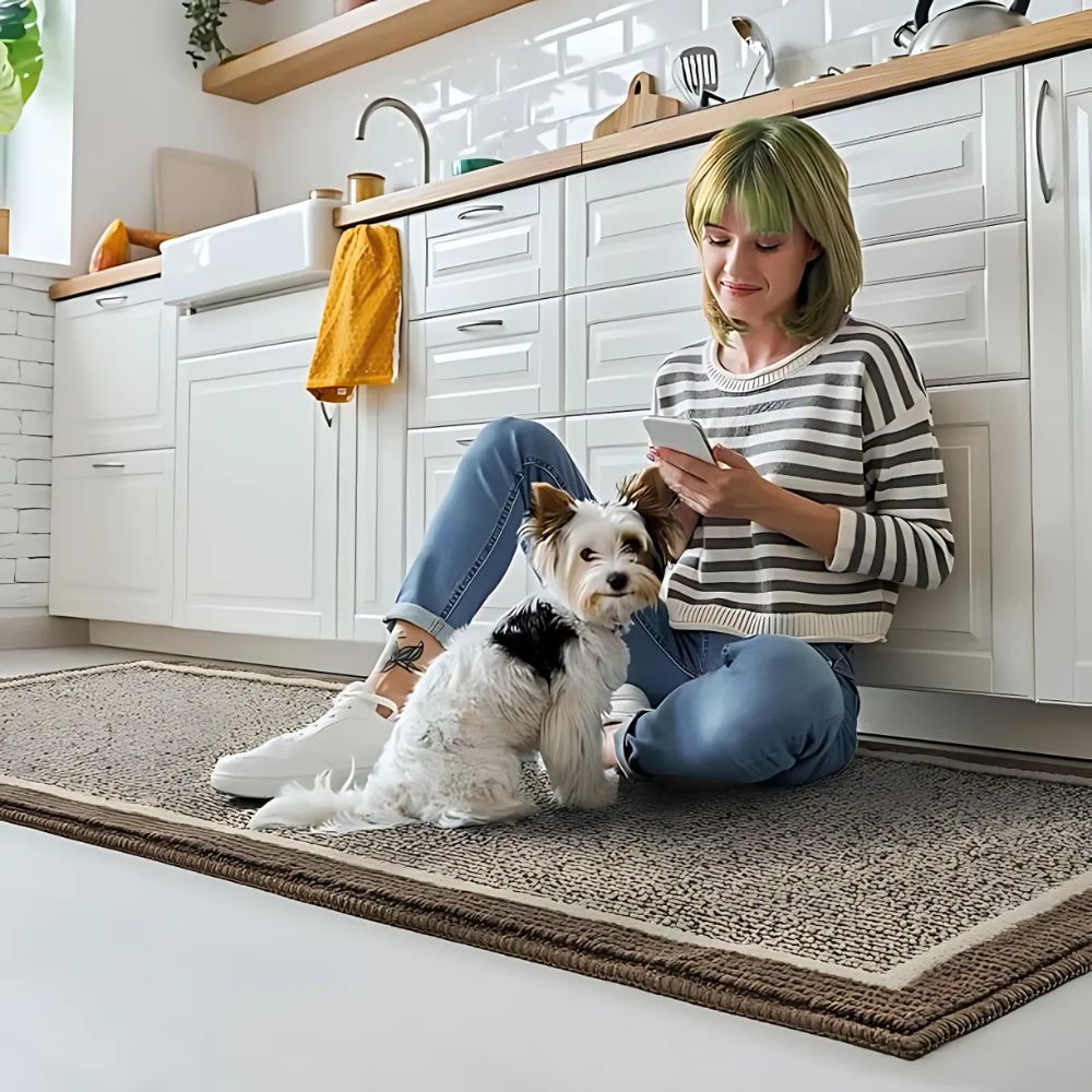 Antislip Keukenmat Polypropyleen Gestreept Design Donkergrijs Bruin Beige 50x80 45x120 Wasbaar Duurzaam | Sulvida