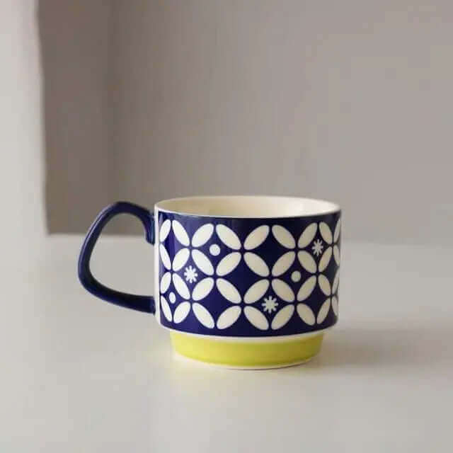 Tasse à café rétro en céramique, 300ml, style vintage Mid-Century Modern, vaisselle disponible en 8 designs différents, compatible lave-vaisselle | Sulvida