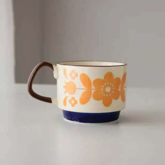 Tasse à café rétro en céramique, 300ml, style vintage Mid-Century Modern, vaisselle disponible en 8 designs différents, compatible lave-vaisselle | Sulvida