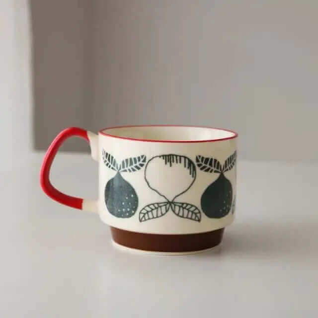 Tasse à café rétro en céramique, 300ml, style vintage Mid-Century Modern, vaisselle disponible en 8 designs différents, compatible lave-vaisselle | Sulvida