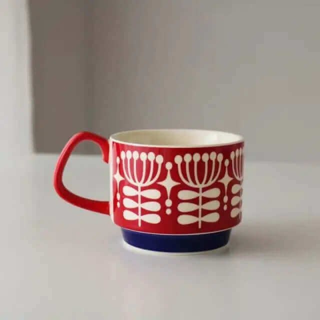 Tasse à café rétro en céramique, 300ml, style vintage Mid-Century Modern, vaisselle disponible en 8 designs différents, compatible lave-vaisselle | Sulvida