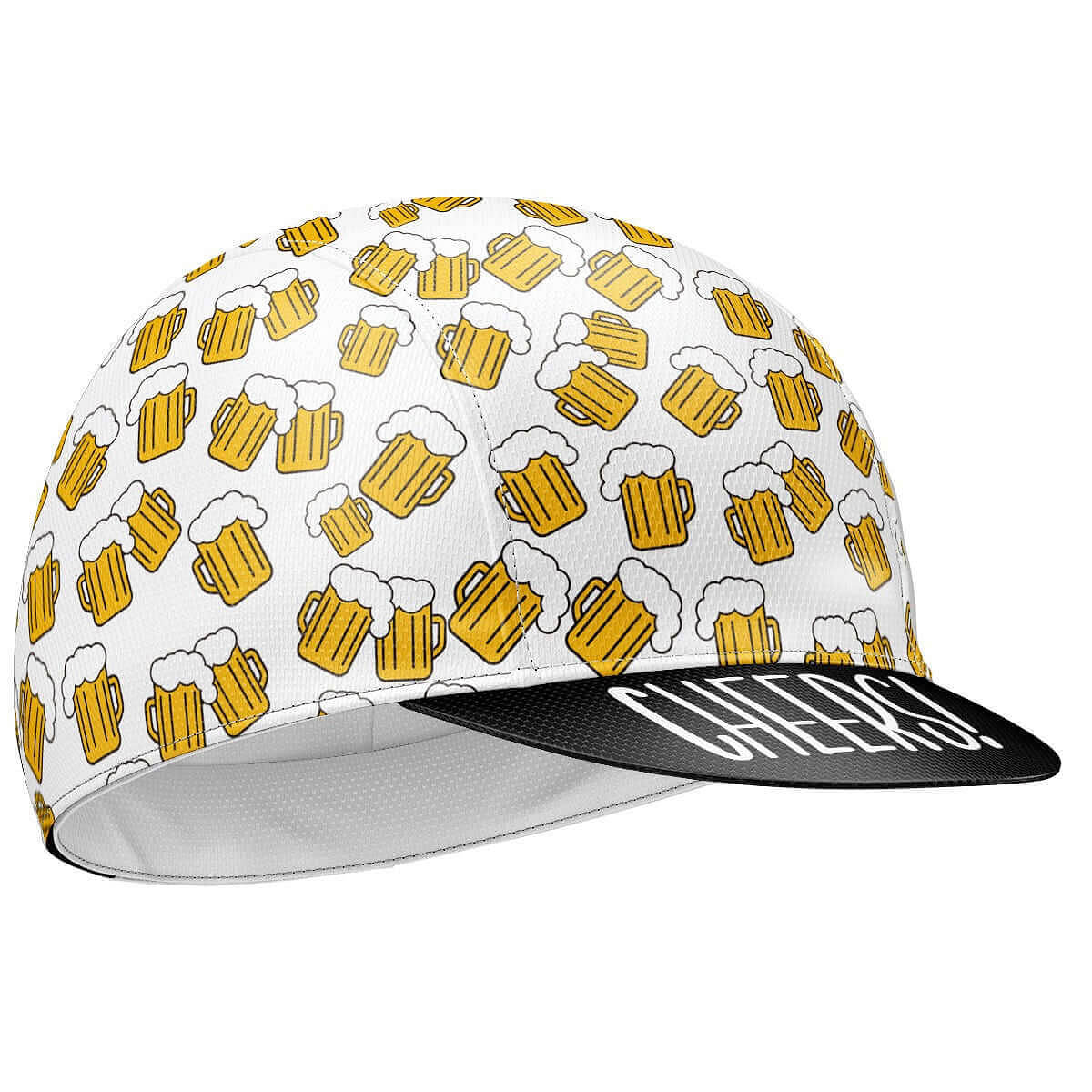 Fietspet met bier-thema grafische print wit pieksontwerp wielrencap sportief hoofddeksel cycling cap unisex | Sulvida