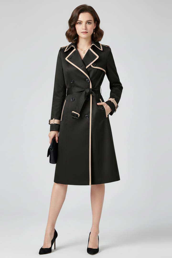Mantel Dames Knielengte met Structuur Gestructureerde Trenchcoat met Ceintuur Elegant Overgangsjas Dames | Sulvida
