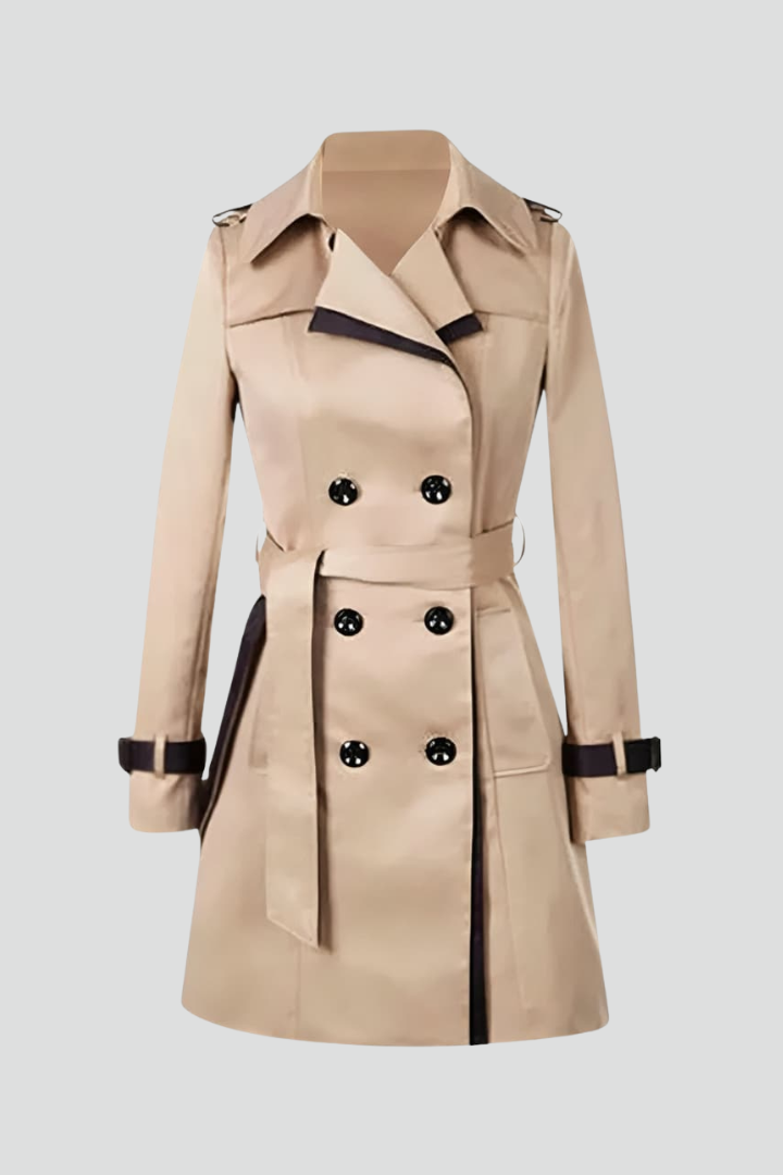 Mantel Dames Knielengte met Structuur Gestructureerde Trenchcoat met Ceintuur Elegant Overgangsjas Dames | Sulvida