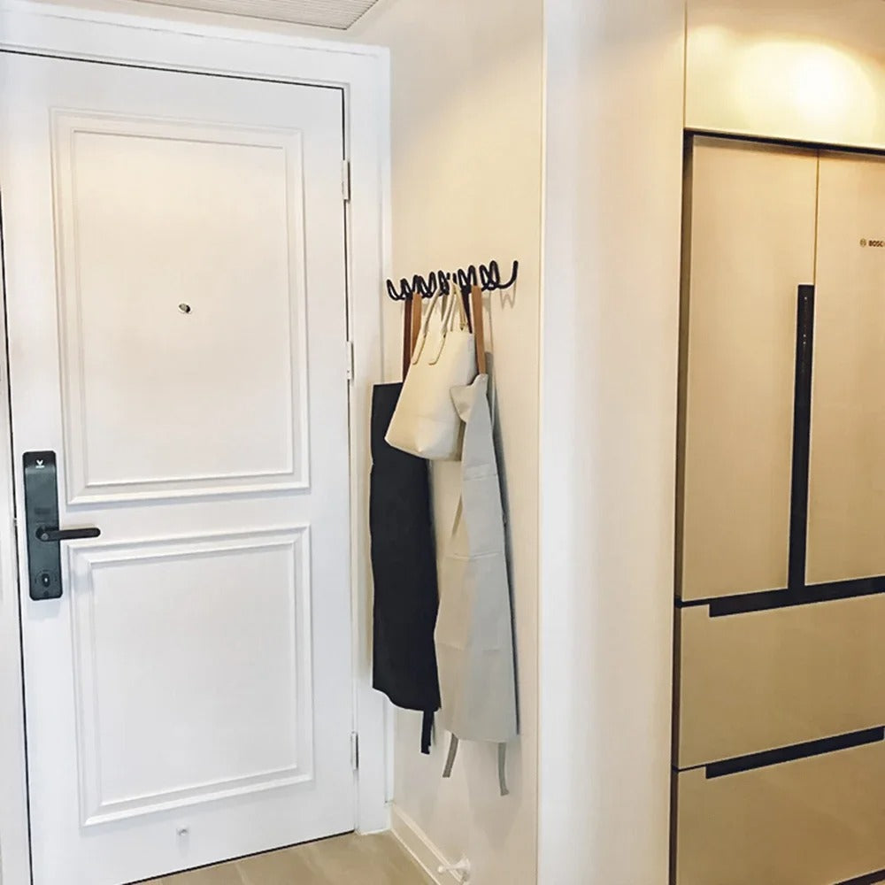 Gietijzeren wandkapstok met golvend design voor hal slaapkamer badkamer opbergruimte jassen handdoeken | Sulvida