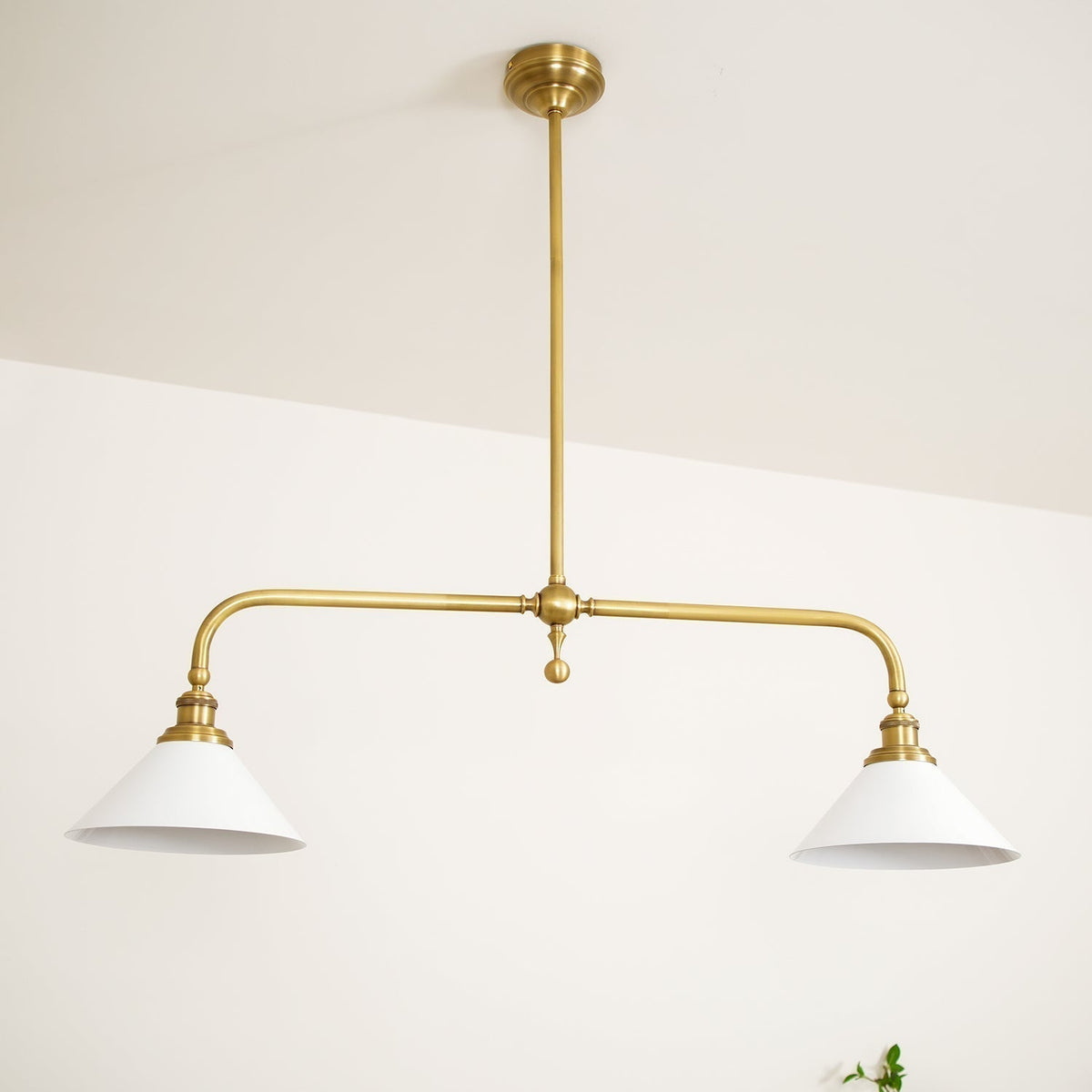 Hanglamp Messing met Conische Kappen 2-Lichts Pendel Eettafel Keukeneiland Plafondverlichting Eetkamer | Sulvida