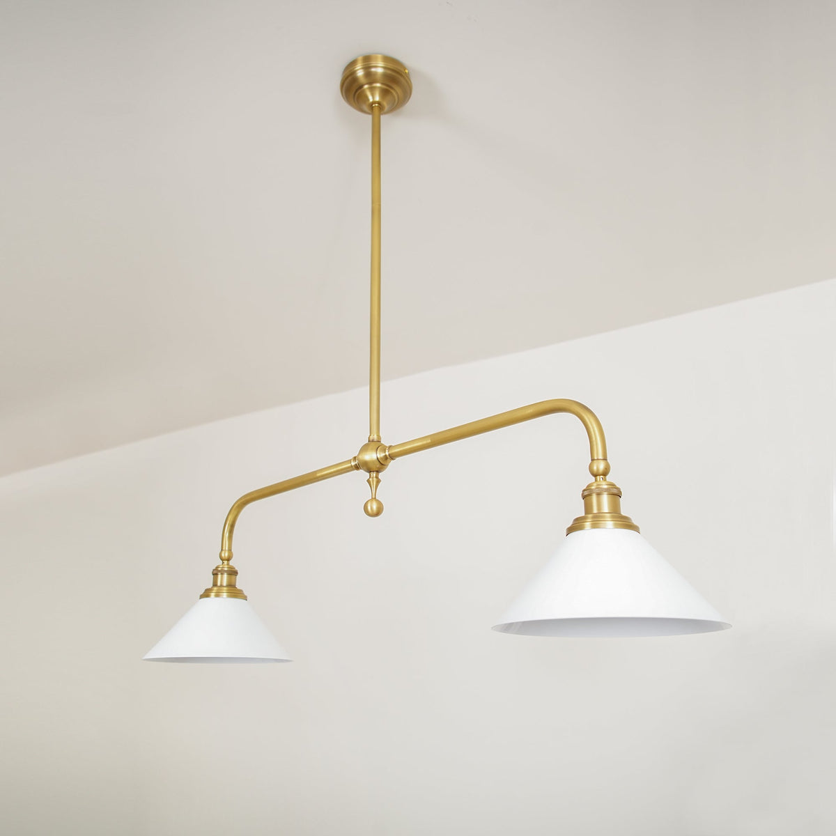 Hanglamp Messing met Conische Kappen 2-Lichts Pendel Eettafel Keukeneiland Plafondverlichting Eetkamer | Sulvida