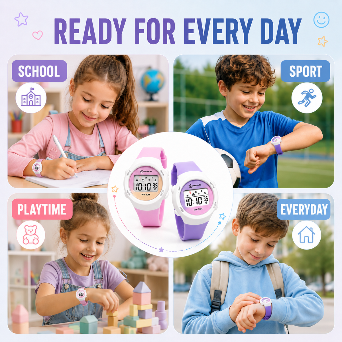 Digitaal Kinderhorloge met Alarm en Stopwatch Waterdicht Sport Horloge voor Kinderen Meisjes Jongens | Sulvida