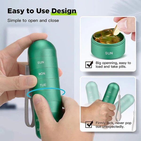 Medicijnenbox 7 Dagen Weekdispenser Compacte Pillenorganizer Pillendoos voor Thuis Onderweg Reis Dagelijks | Sulvida