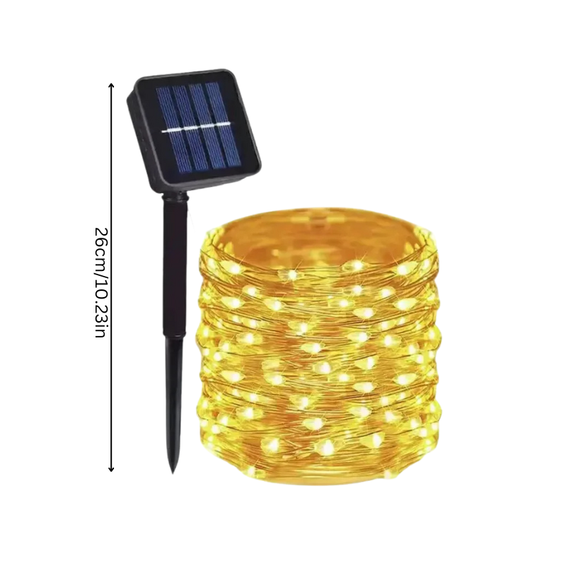 Solar lichtslinger met kleurrijke LED-lampjes voor tuin en terras 7m tot 32m duurzame buitenverlichting | Sulvida