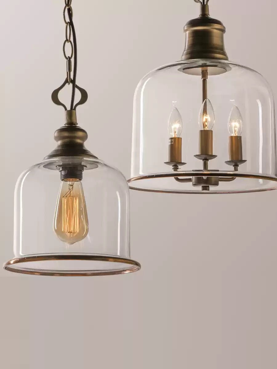 Hanglamp met glazen kap en metalen accenten voor eetkamer keuken hal woonkamer sfeervolle verlichting | Sulvida