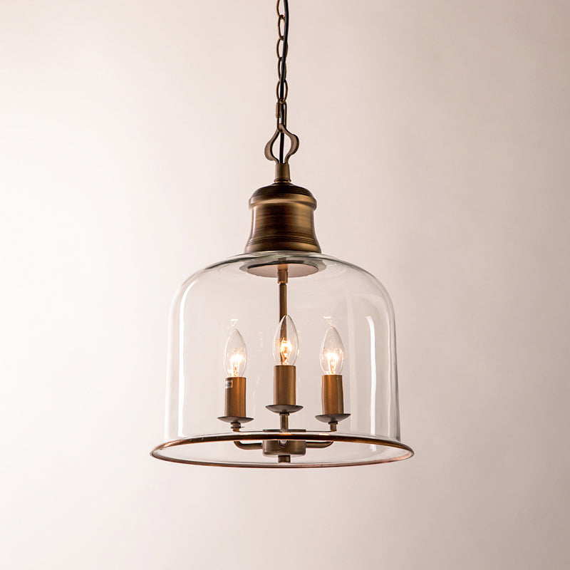 Hanglamp met glazen kap en metalen accenten voor eetkamer keuken hal woonkamer sfeervolle verlichting | Sulvida
