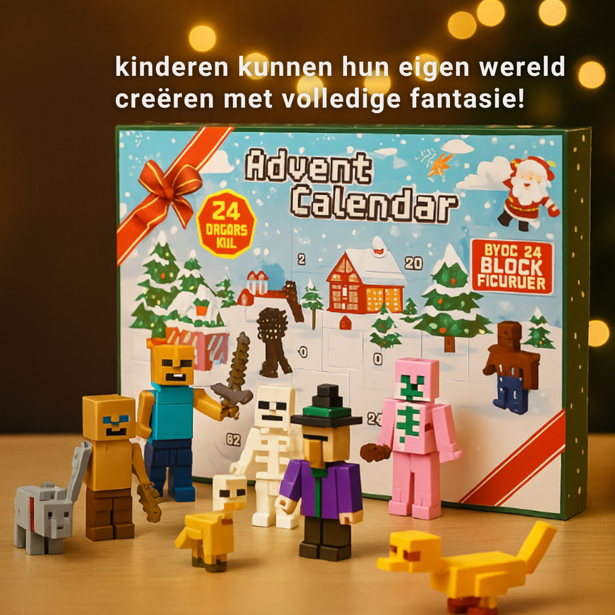 Adventskalender Speelgoedset 24 Verrassingen Blokwereld Verzamelfiguren Kerst Aftellen Kinderen Cadeau | Sulvida
