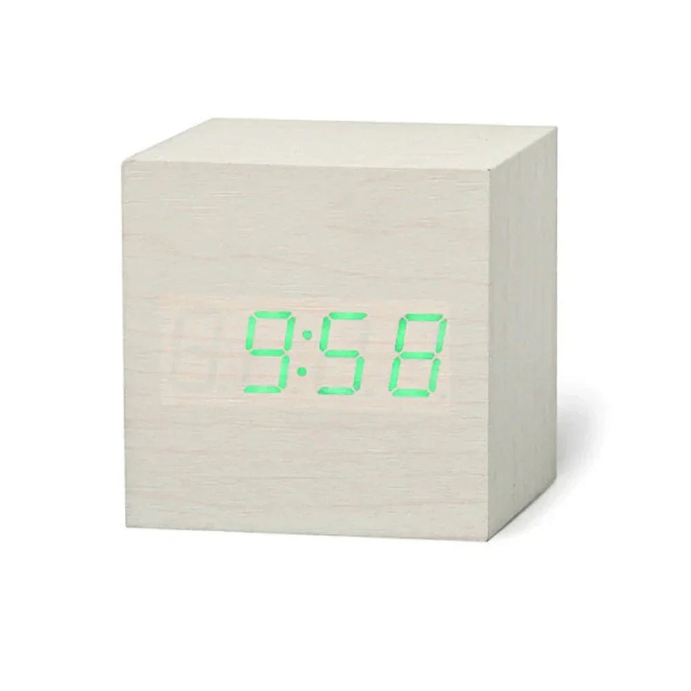 Digitale LED-wekker 6x6 cm met nachtmodus datum temperatuur alarm bureauklok display voor slaapkamer | Sulvida