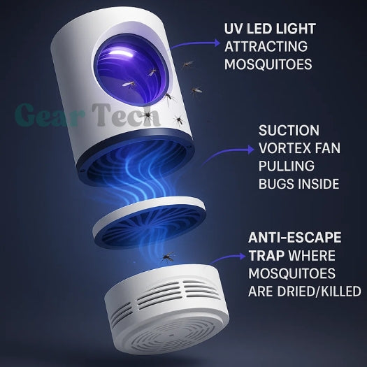 Piège électrique à insectes avec lumière UV pour intérieur et extérieur, contre les moustiques, les mouches et les mites, sans produits toxiques et silencieux | Sulvida