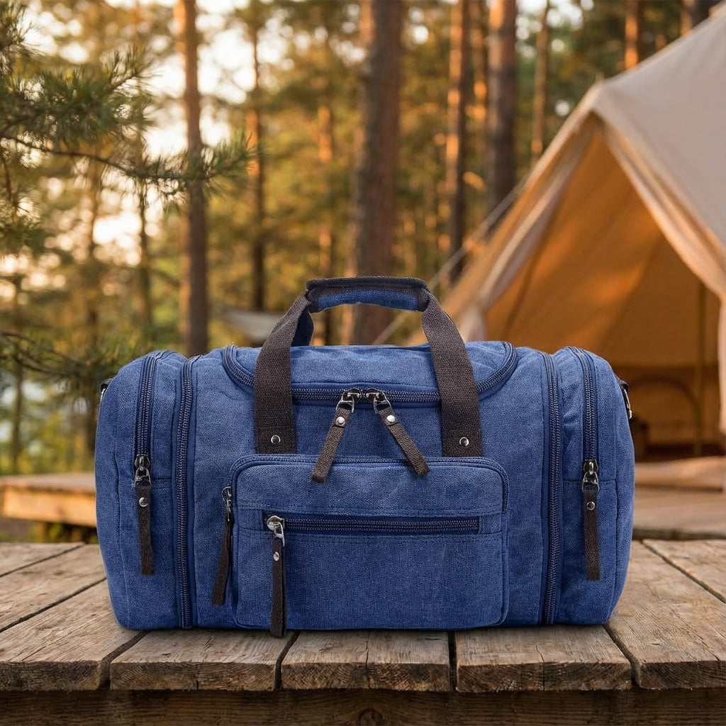Uitbreidbare Canvas Weekendtas 40-50 Liter Grijs Katoen Reisbagage Duurzaam Reis Schoudertas Handbagage | Sulvida