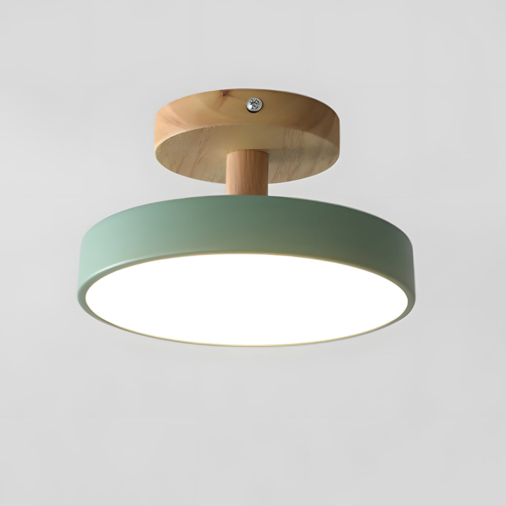 Plafondlamp met houten detail in pastelkleuren voor sfeerverlichting woonkamer slaapkamer gang LED 12W | Sulvida