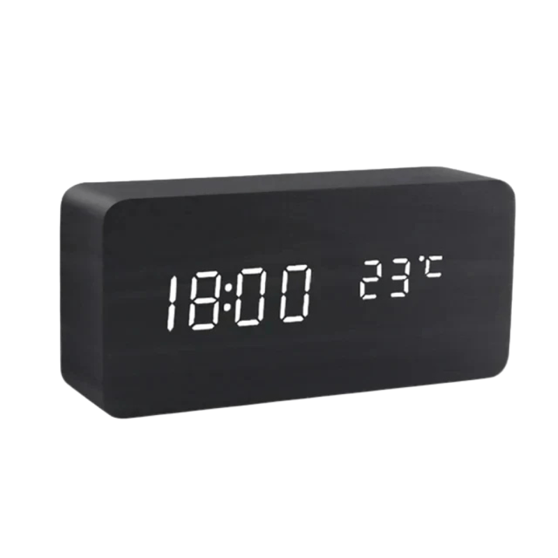 Moderne Houten Wekker met LED-Display Spraakactivering Thermometer Tijdsweergave Bureau Nachtkastje Alarm | Sulvida