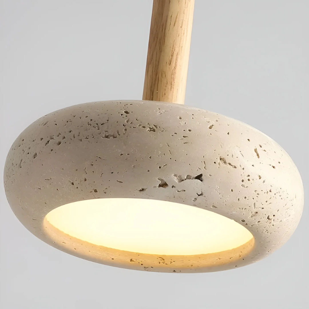 LED Hanglamp Japanse Stijl Houten Steen Kap Verstelbaar 15cm Warm Licht Natuurlijk Design Woonkamer Eetkamer | Sulvida