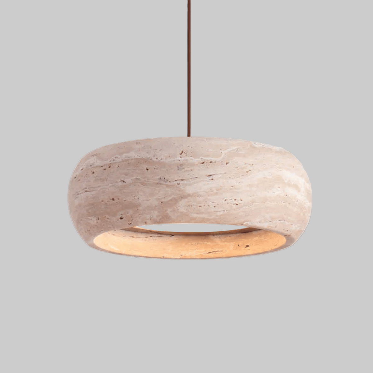 Travertin Hanglamp Rond Natuursteen Mediterraan Design Eetkamer Slaapkamer Woonkamer Warm Licht LED Sfeerlamp | Sulvida