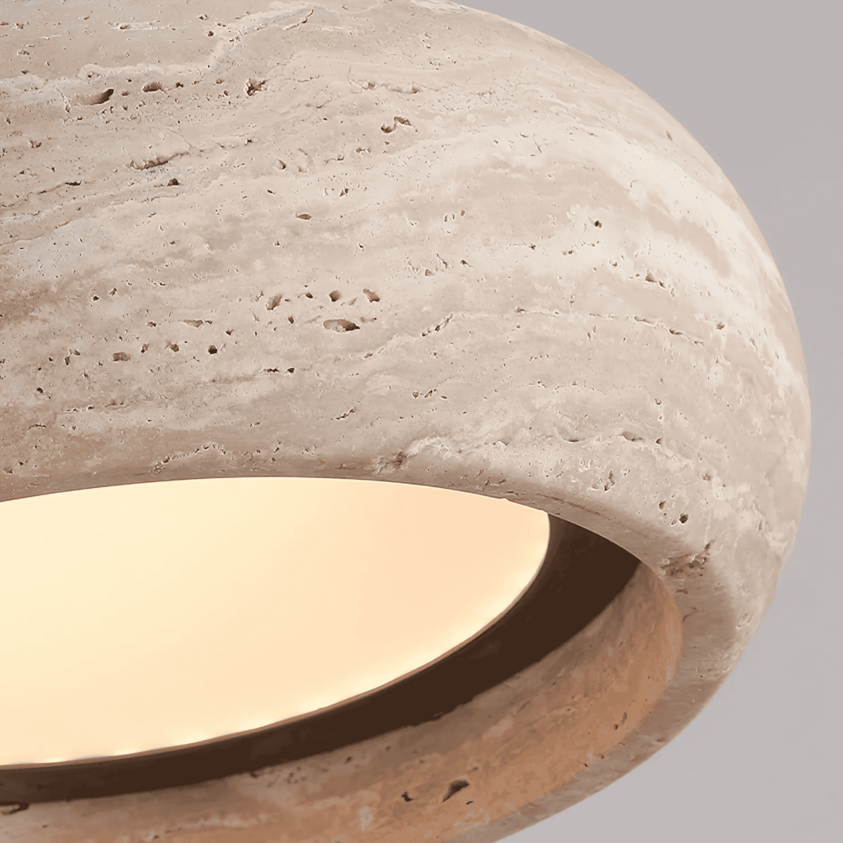 Travertin Hanglamp Rond Natuursteen Mediterraan Design Eetkamer Slaapkamer Woonkamer Warm Licht LED Sfeerlamp | Sulvida
