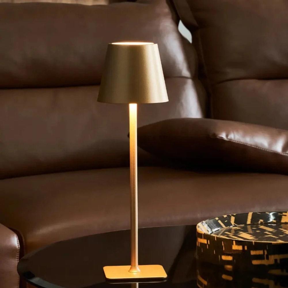 Draadloze Oplaadbare Tafellamp Dimbaar Touch 38cm Metaal LED Sfeerlamp Cordless Binnen Buiten Terras | Sulvida