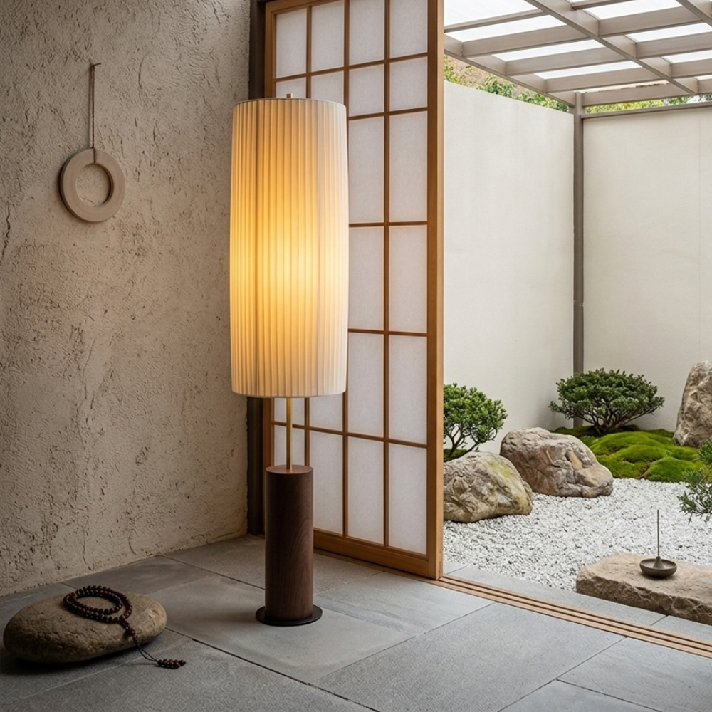 Stoffen Staande Lamp Hout Metaal 130cm E27 LED Dimbaar Sfeerlicht Woonkamer Leeshoek Scandinavisch Design | Sulvida