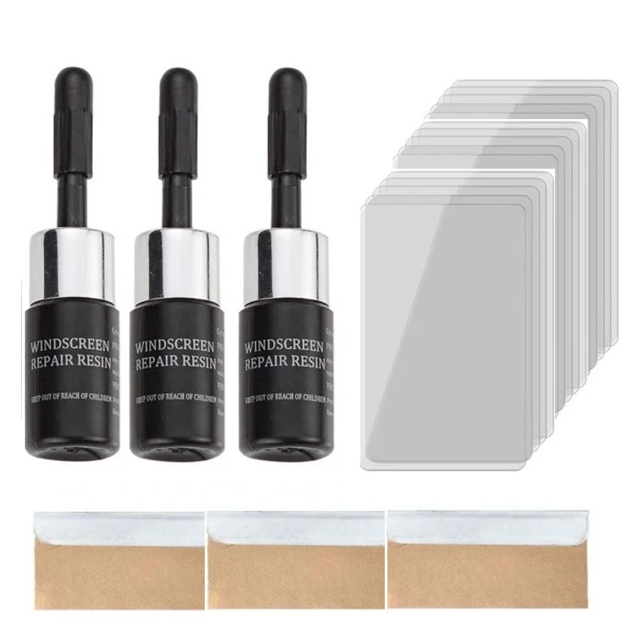 Kit de réparation du verre avec résine – Réparez rapidement et facilement les fissures dans le verre – Pour les pare-brise et les surfaces vitrées | Sulvida