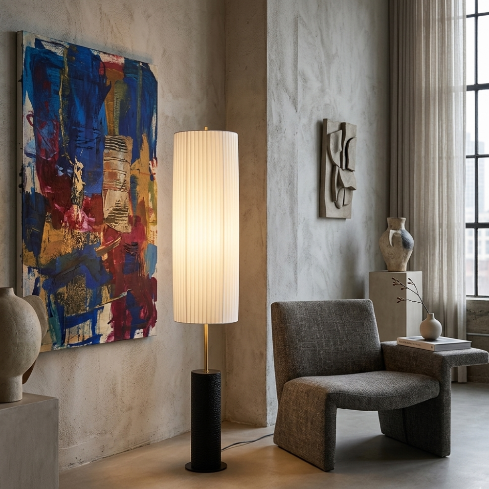 Stoffen Staande Lamp Hout Metaal 130cm E27 LED Dimbaar Sfeerlicht Woonkamer Leeshoek Scandinavisch Design | Sulvida