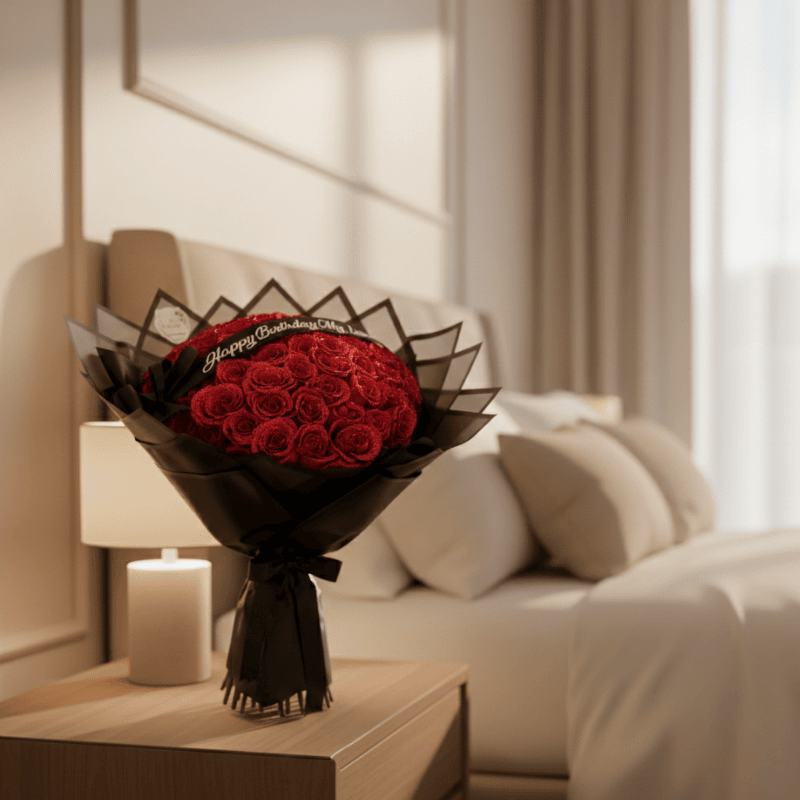 Rose stabilisée dans de l’acrylique pour une décoration romantique, fleur élégante, beauté éternelle, exclusive | Sulvida