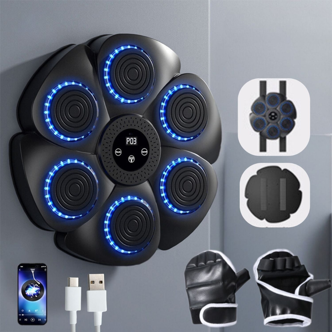 Interactieve Boksreflextrainer 40×40 cm met RGB-verlichting Bluetooth Muziek voor Thuis Gym Fitnesstraining | Sulvida