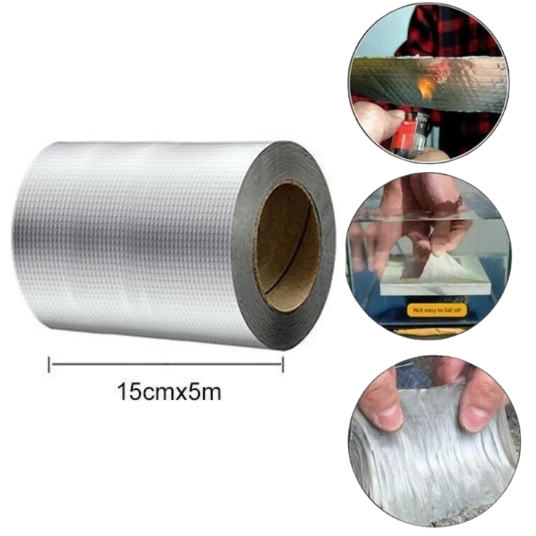 Wasserdichtes Reparaturband, selbstklebendes Dichtungsband, Leckstopp, 5cm 10cm 15cm, Komplettset, Silber, robust | Sulvida