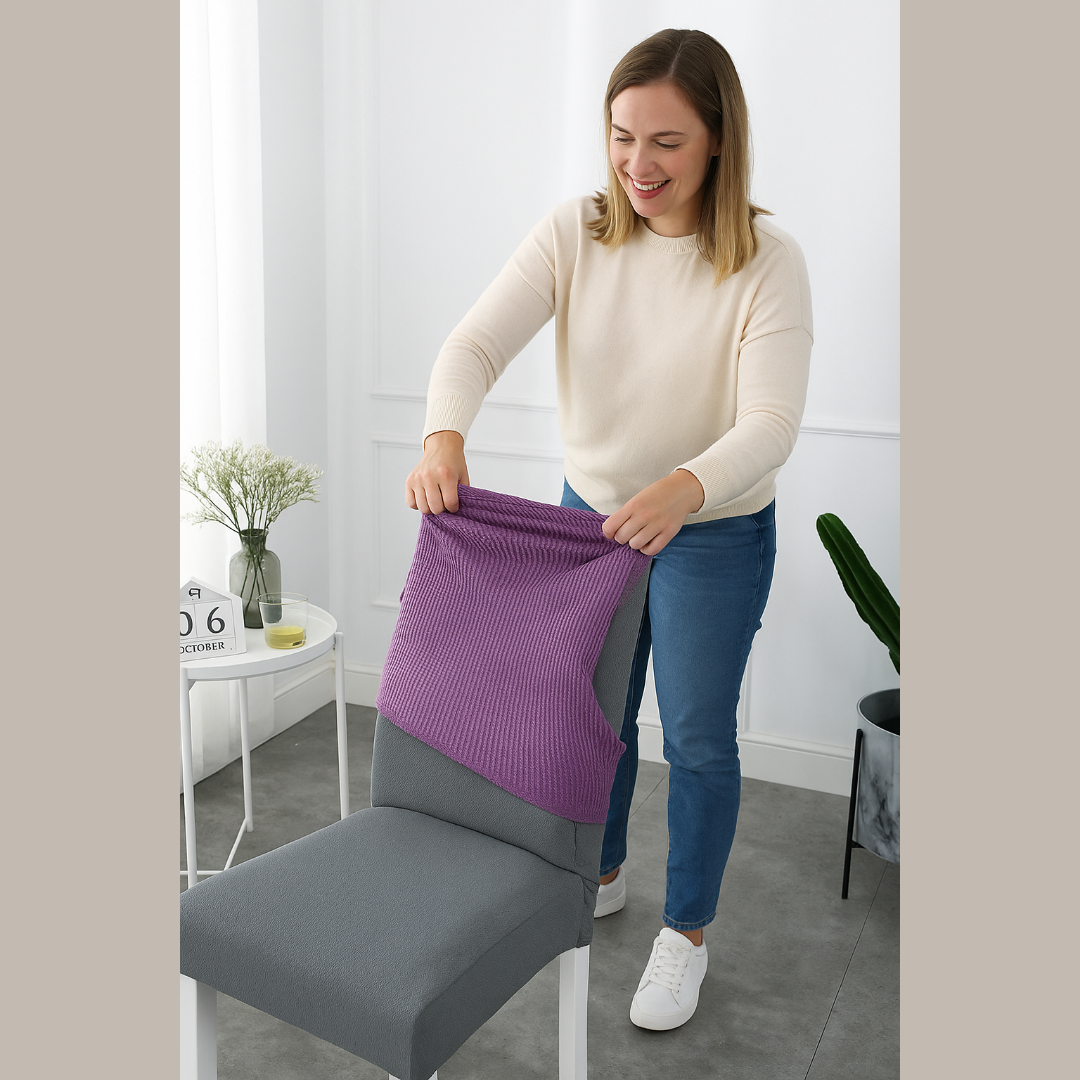 Elastische stoelhoezen set van 4 stuks voor eetkamerstoelen | Rekbaar machinewasbaar stoelbeschermhoes | Sulvida