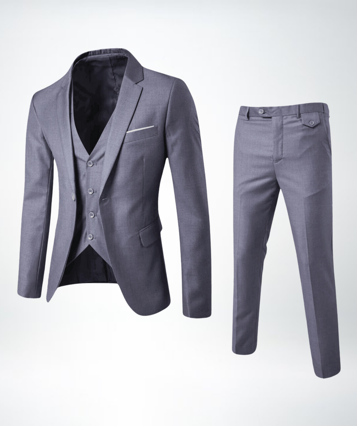 Costume trois-pièces pour homme avec veste, gilet et pantalon, professionnel, formel, élégant, stylé, moderne, confortable et chic | Sulvida