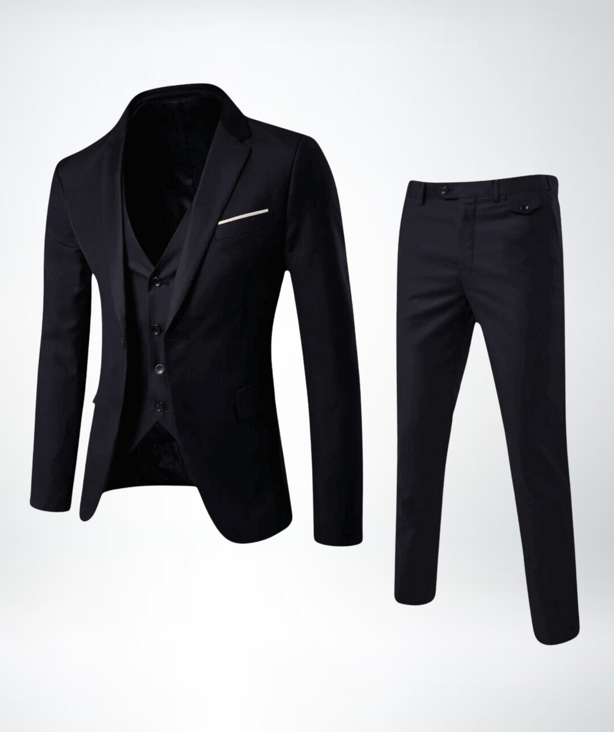 Costume trois-pièces pour homme avec veste, gilet et pantalon, professionnel, formel, élégant, stylé, moderne, confortable et chic | Sulvida