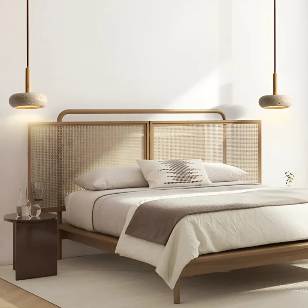 LED Hanglamp Japanse Stijl Houten Steen Kap Verstelbaar 15cm Warm Licht Natuurlijk Design Woonkamer Eetkamer | Sulvida