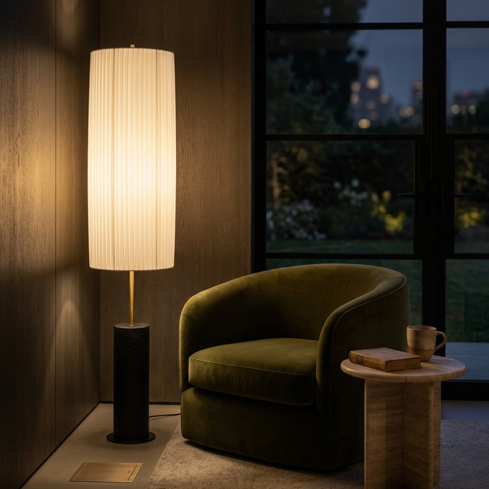 Stoffen Staande Lamp Hout Metaal 130cm E27 LED Dimbaar Sfeerlicht Woonkamer Leeshoek Scandinavisch Design | Sulvida