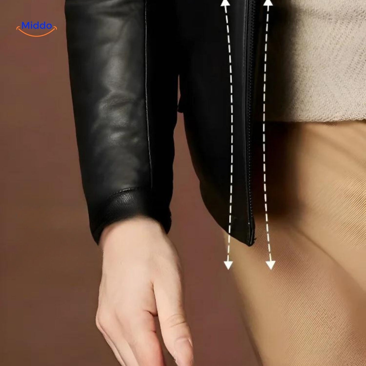 Leren jas met luxe bontvoering zwart bruin winterjas heren dames warme jas mode klassiek design stijlvol | Sulvida