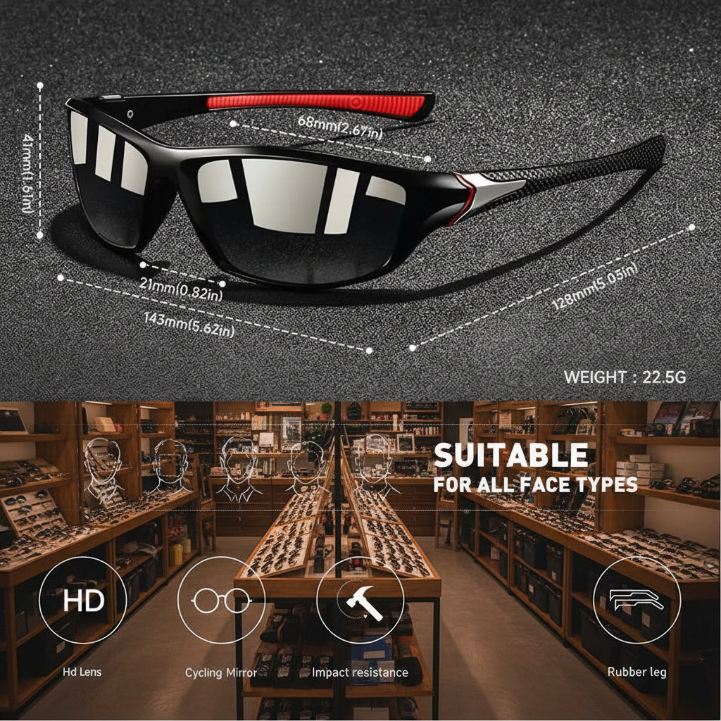 Sportbril met Gepolariseerde Glazen UV400 Bescherming Antireflectie Fietsen Hardlopen Outdoor Actief | Sulvida