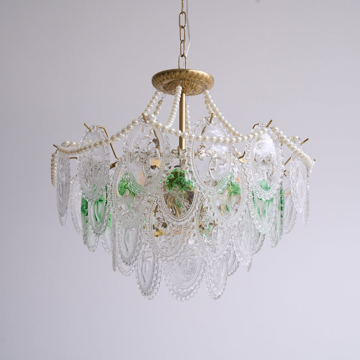 Kroonluchter met glazen parels goud meerlaags design voor woonkamer eetkamer slaapkamer luxe hanglamp E14 | Sulvida