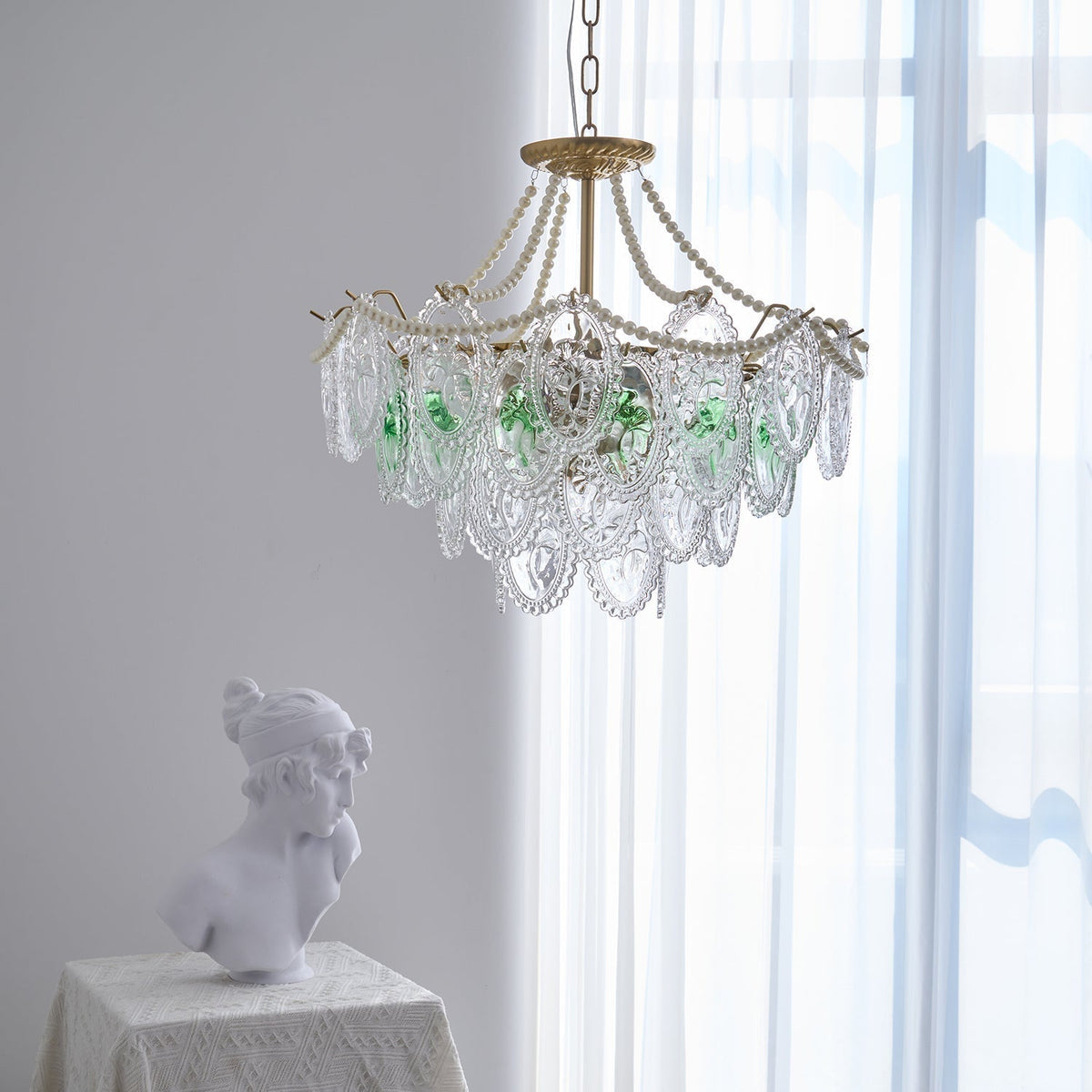 Kroonluchter met glazen parels goud meerlaags design voor woonkamer eetkamer slaapkamer luxe hanglamp E14 | Sulvida