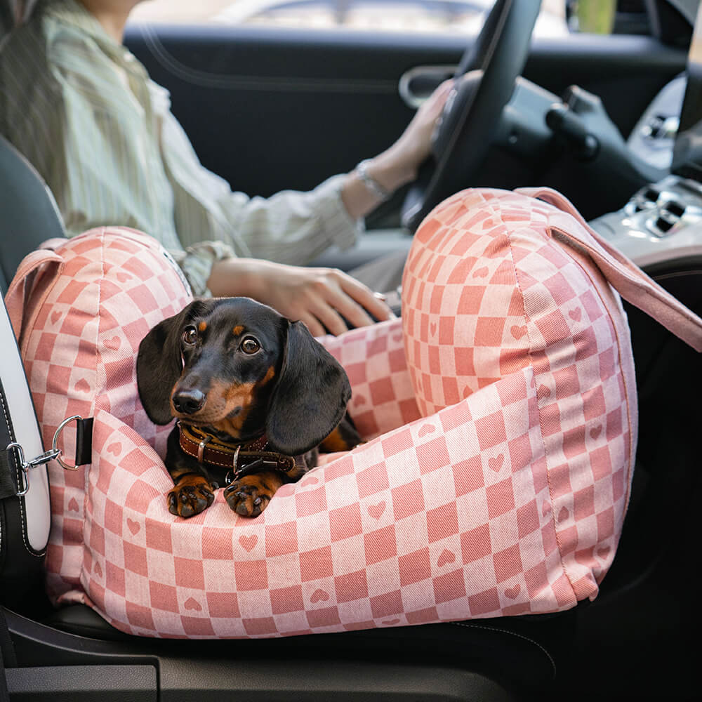 Autostoel voor Honden met Veiligheidsgordel Zacht Reiskussen Wasbare Hoes Comfort Thuis en Onderweg Bescherming | Sulvida