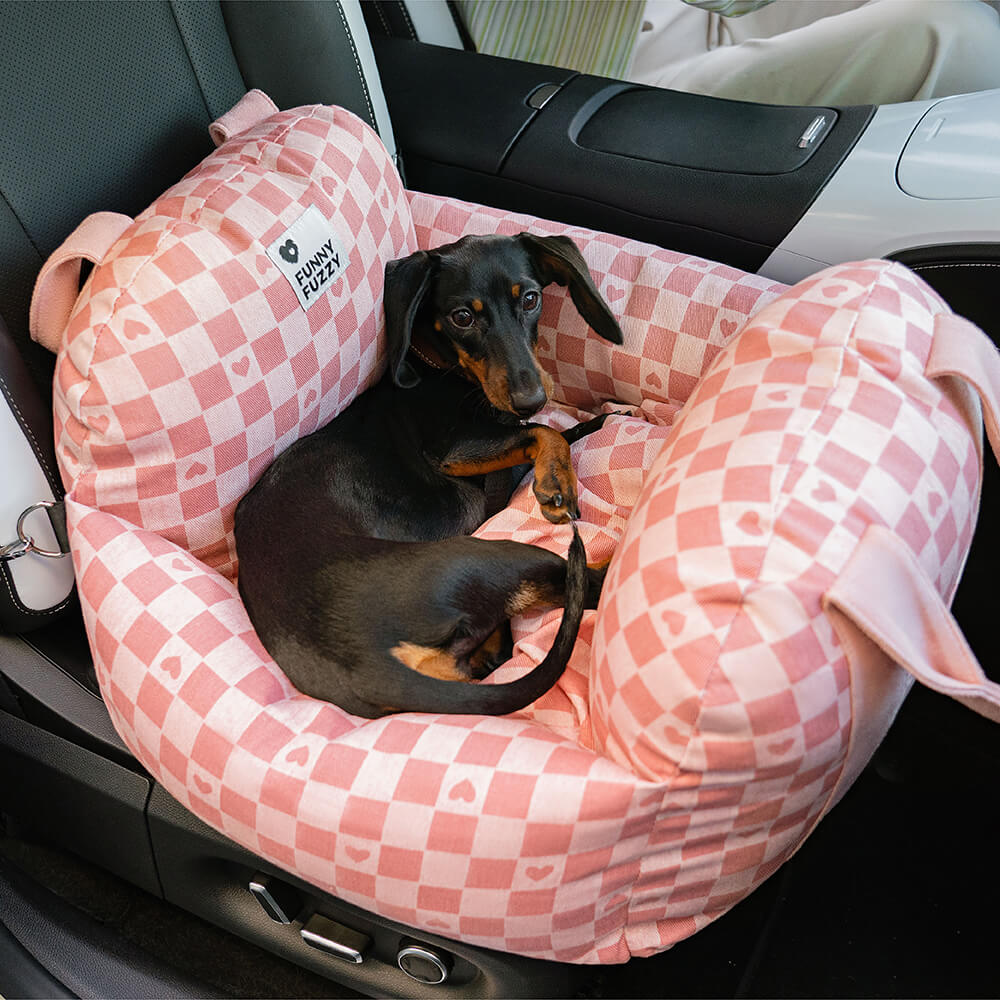Autostoel voor Honden met Veiligheidsgordel Zacht Reiskussen Wasbare Hoes Comfort Thuis en Onderweg Bescherming | Sulvida