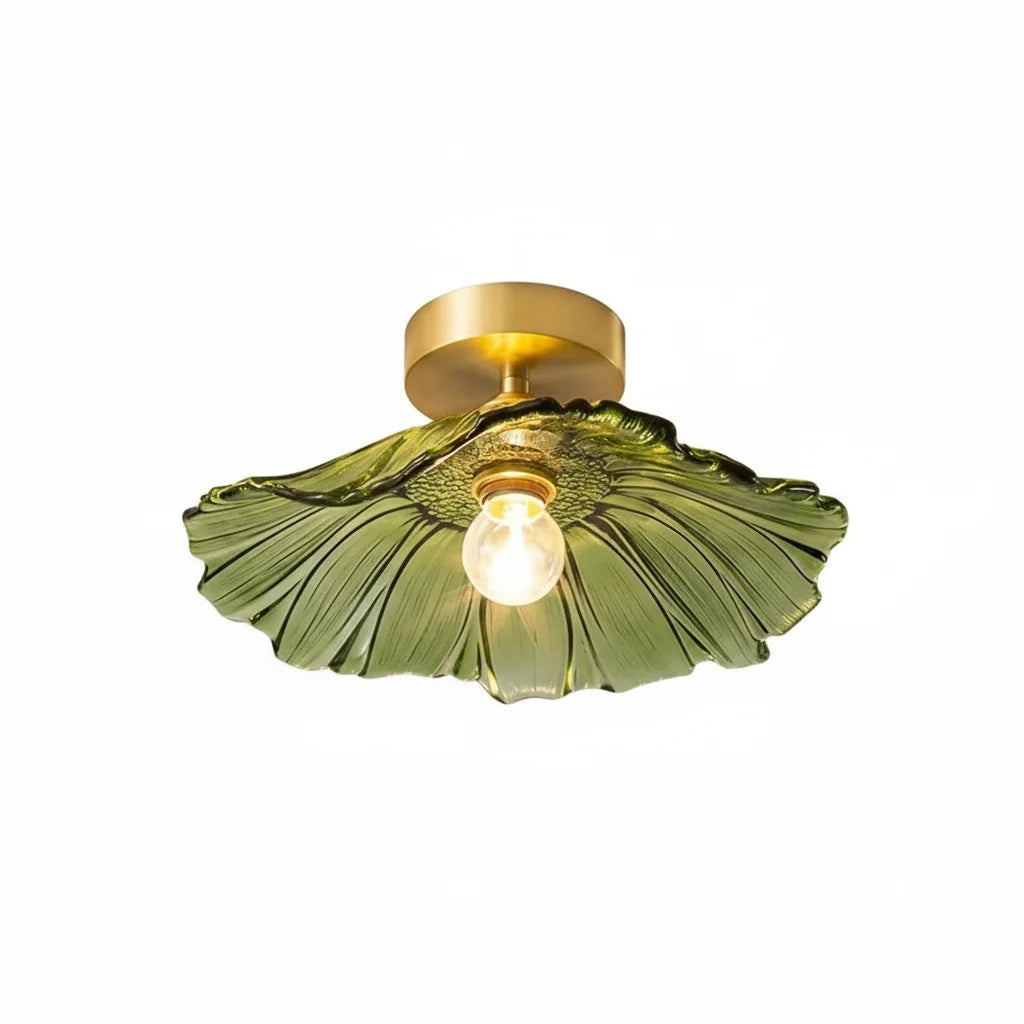 Plafondlamp met getint glas ⌀28cm bloemmotief hal slaapkamer Nordic design ijzer glas landelijk romantisch | Sulvida