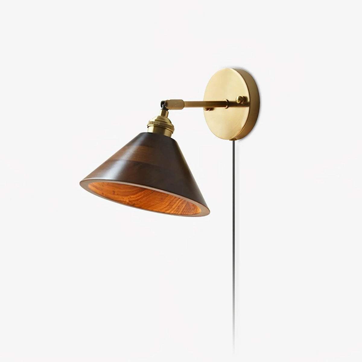 Vintage Wandlamp Hout met Trekschakelaar Dome Kap Messing E26 E27 Slaapkamer Woonkamer Warm Sfeerlicht Retro | Sulvida