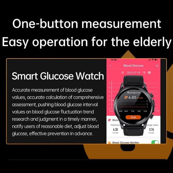 Smartwatch met Gezondheidsmeting Hartslag Bloedwaarden 24/7 Monitoring Waterbestendig Sporthorloge Fitness | Sulvida