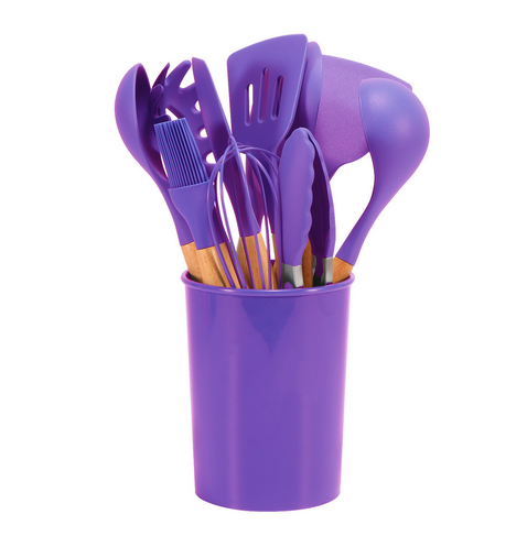 12-Delige Keukengerei Set met Siliconen Spatels en Bamboe Handvatten voor Krasvrij Koken Antiaanbak Pannen | Sulvida