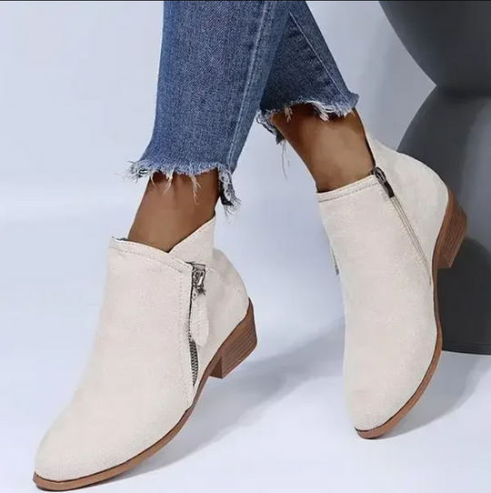 Dames Enkellaarzen met Rits Suède Zwart Beige Blauw Kaki Comfortabel Stijlvol Herfst Winter Dagelijks | Sulvida